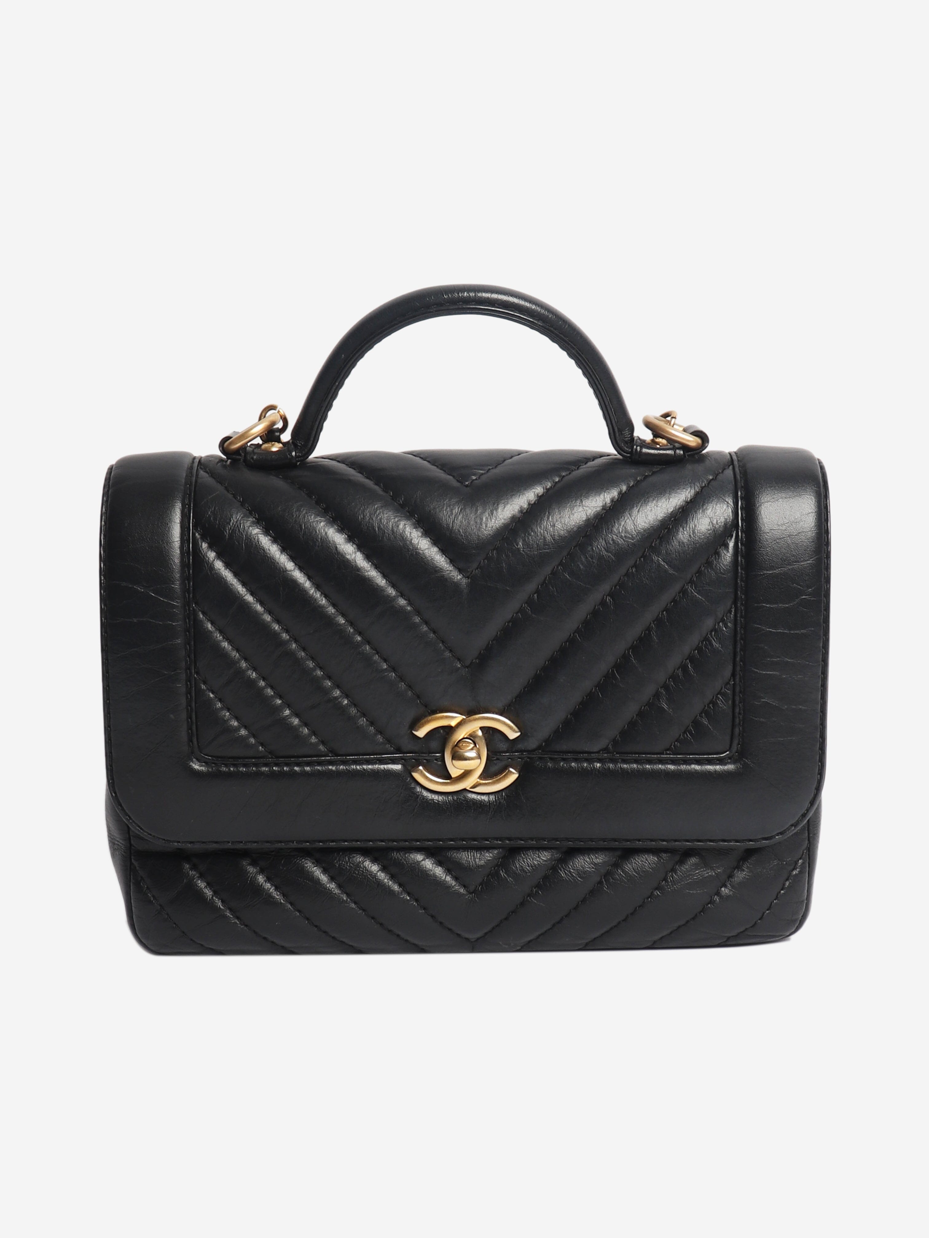 Black 2017 aged calfskin top handle bag Bags Chanel 