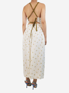 Three Graces White Soleil shirred maxi dress - size UK 8