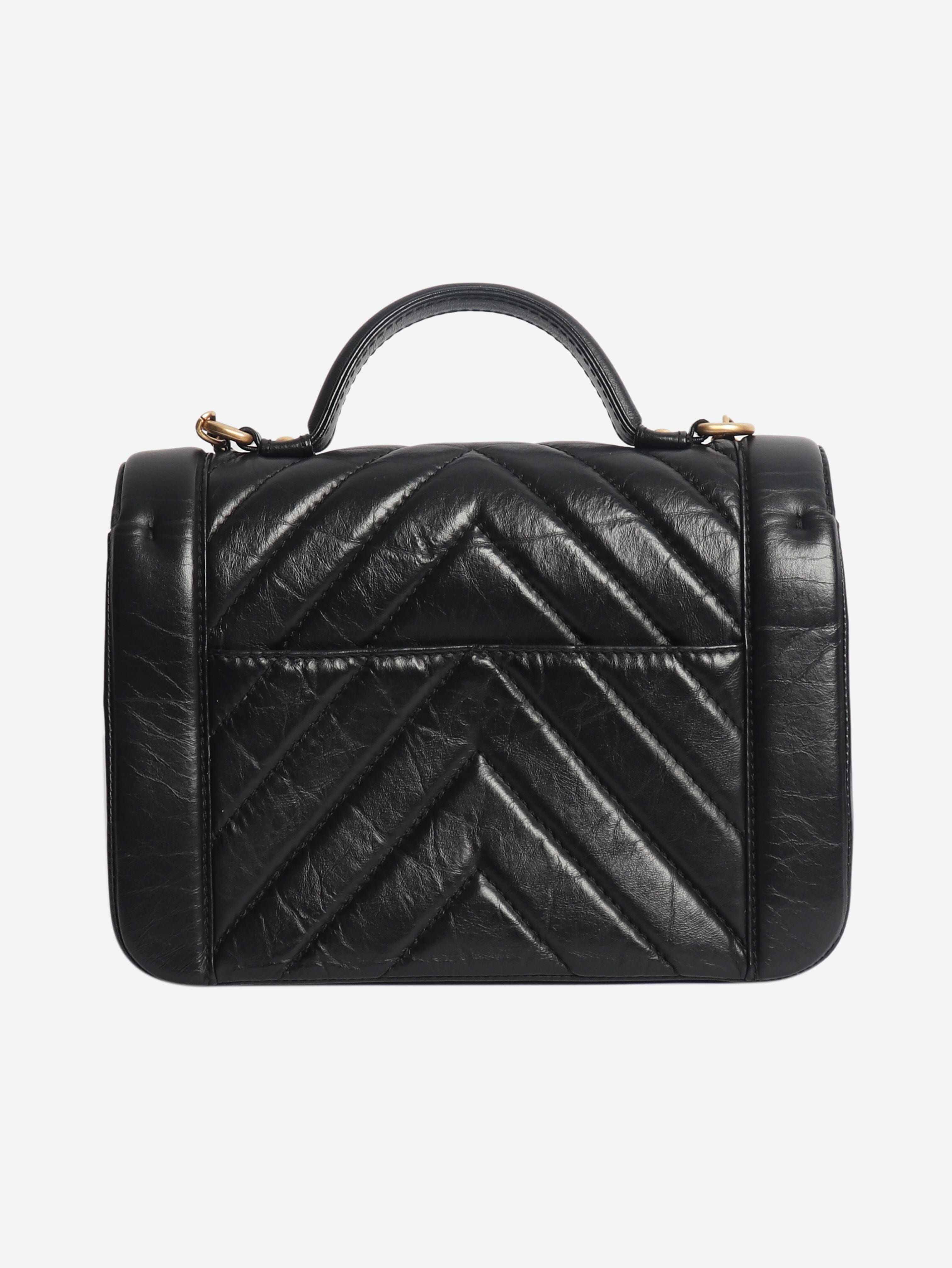Black 2017 aged calfskin top handle bag Bags Chanel 