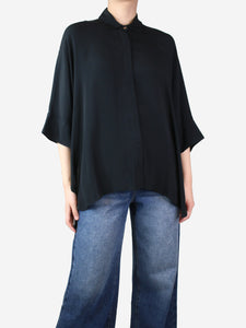 Kelly Black silk-blend shirt - size UK 6
