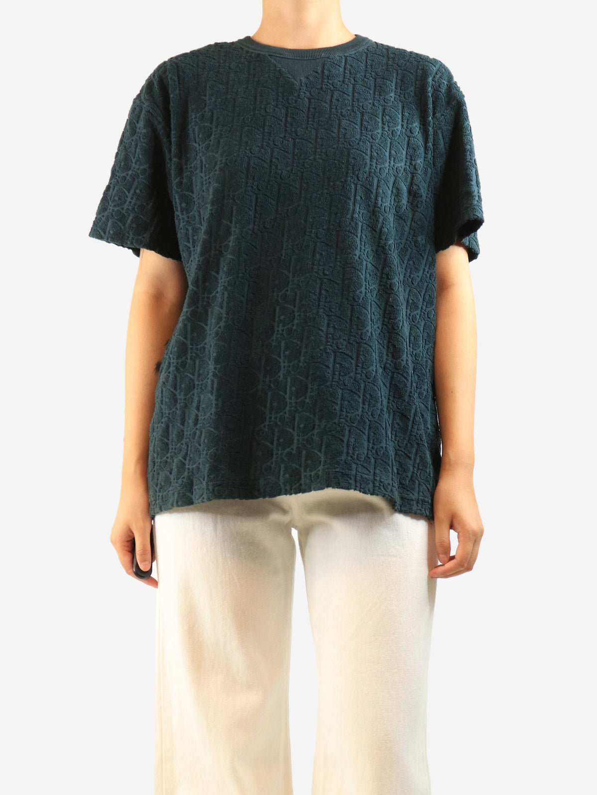 Dark green terry towelling monogram t-shirt - size S Tops Dior 