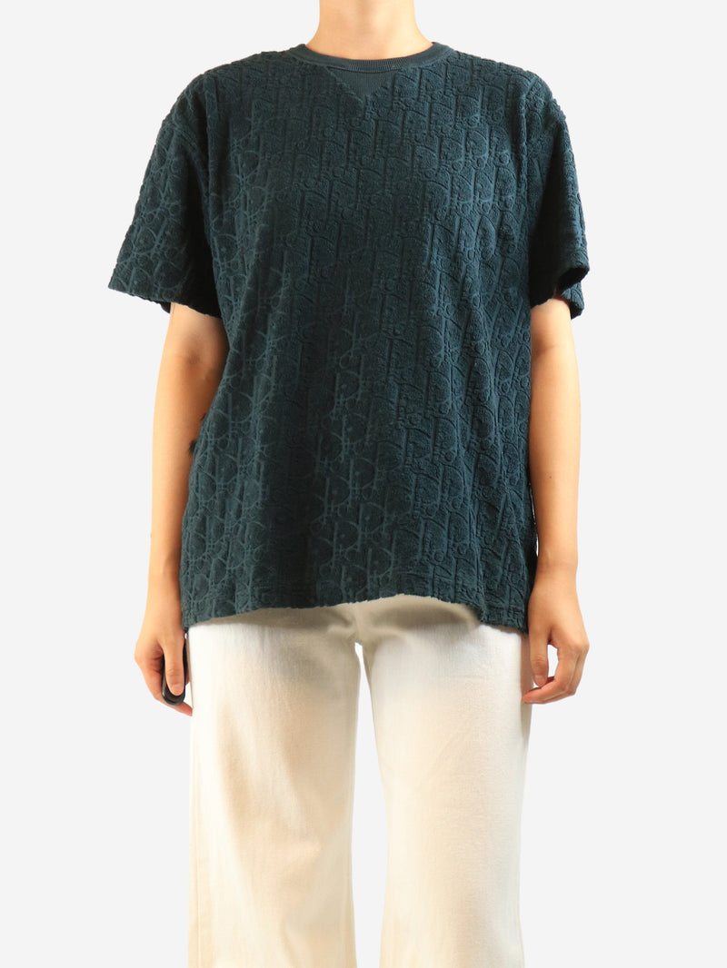 Dark green terry towelling monogram t-shirt - size S Tops Dior 