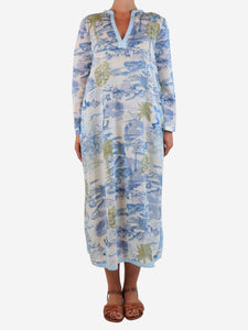 Emporio Sirenuse Blue all-over printed kaftan - size UK 8