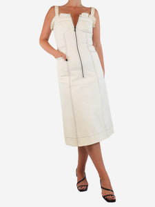 Sea New York Sea New York Cream contrast-stitched midi dress - size UK 6