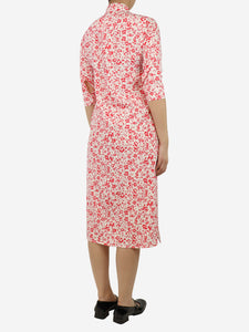 Amina Rubinacci Red and white patterned midi dress - size UK 8