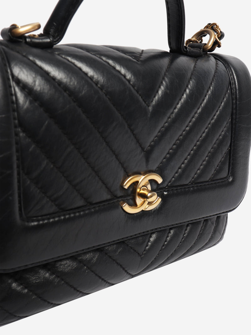 Black 2017 aged calfskin top handle bag Bags Chanel 