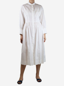 Three Graces White button-up poplin midi shirt dress - size UK 10