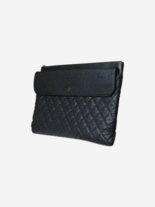 Chanel Black 2019 quilted caviar leather clutch bag