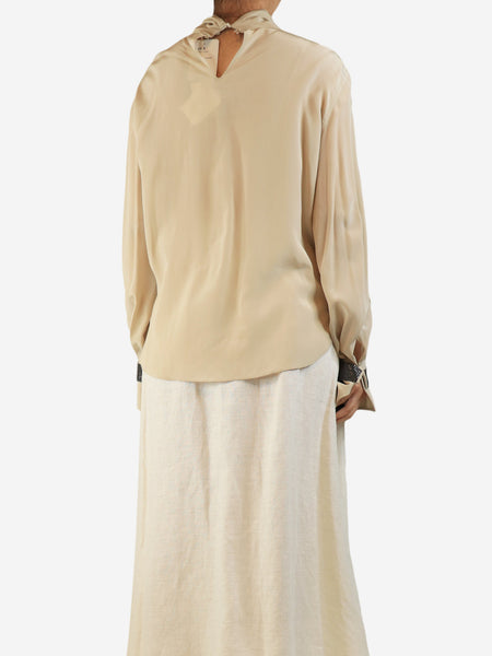 Ecru monili cuff silk blouse - size L alternate image