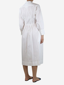 Three Graces White button-up poplin midi shirt dress - size UK 10