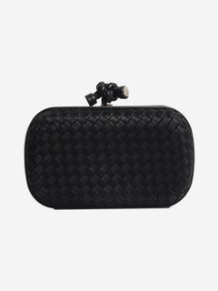 Black satin Intrecciato Knot clutch