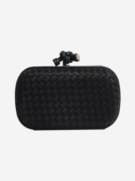 Black satin Intrecciato Knot clutch product image