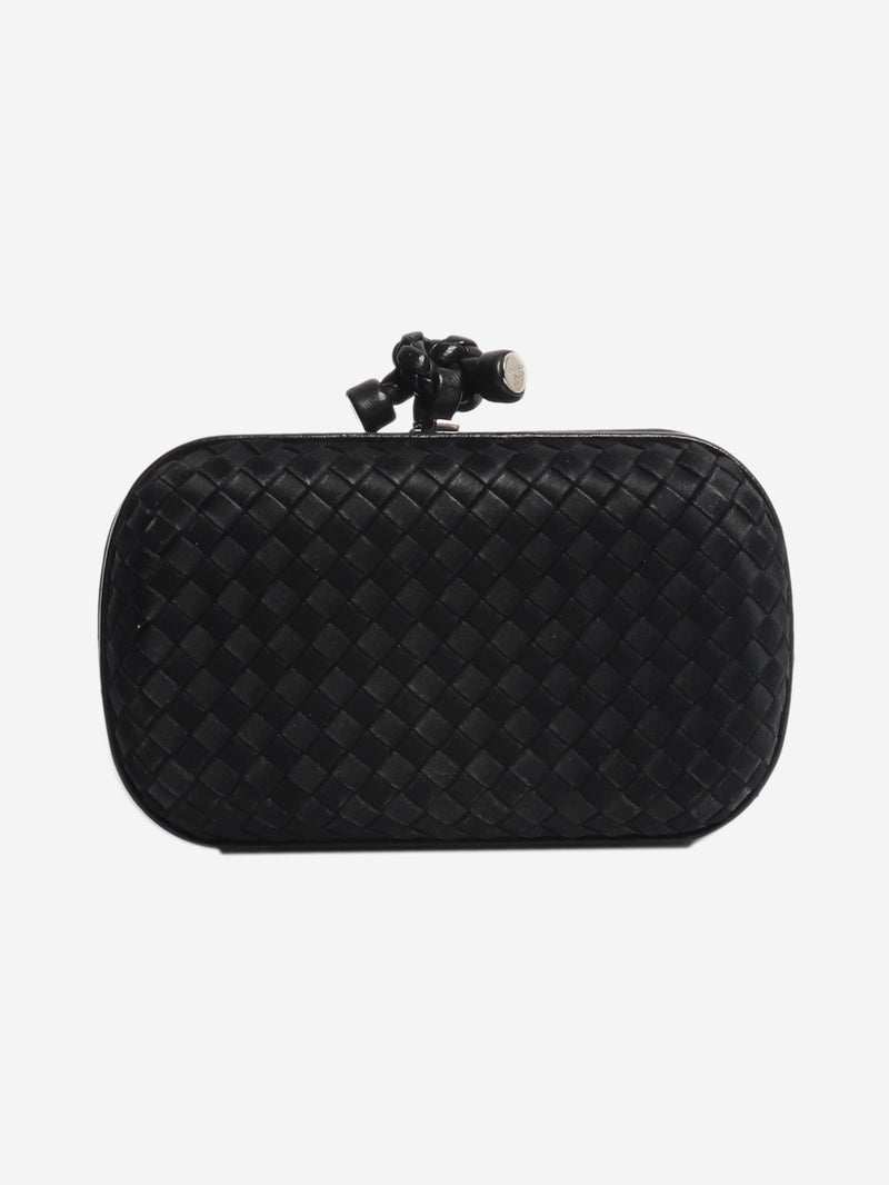 Black satin Intrecciato Knot clutch