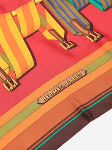 Hermes Brown belt printed scarf