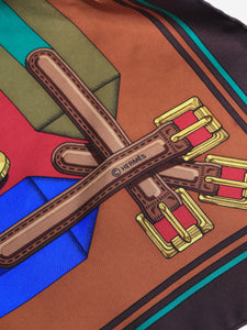 Hermes Brown belt printed scarf