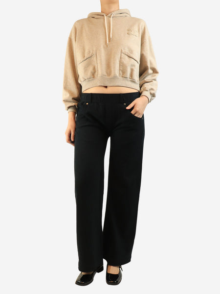 Black cotton wide-leg pants - size S alternate image