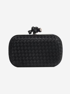 Black satin Intrecciato Knot clutch