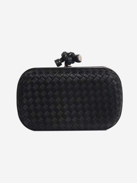 Black satin Intrecciato Knot clutch alternate image