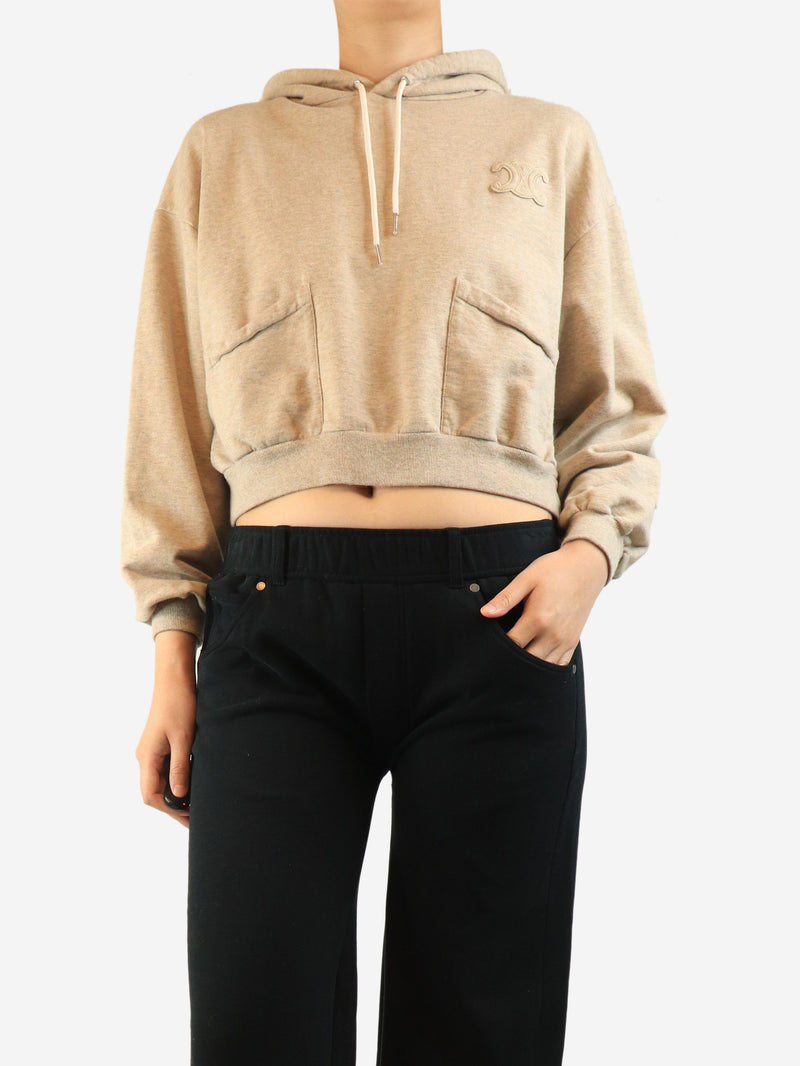 Oatmeal marled cropped hoodie - size M Tops Celine 