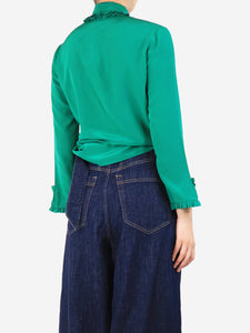 Gucci Green silk tie front blouse - size UK 8