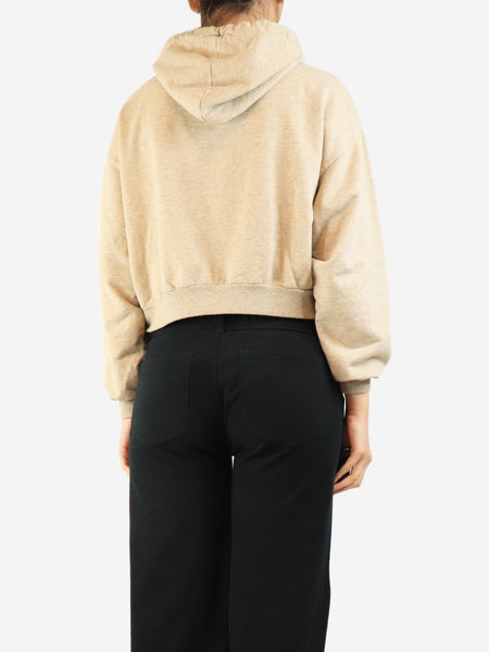 Oatmeal marled cropped hoodie - size M alternate image