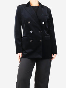 Alberto Biani Black double-breasted velvet jacket - size UK 14