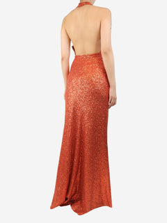 Orange sequin halterneck maxi dress - size UK 8 Dresses Elie Saab 
