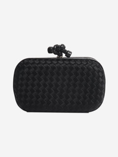 Black satin Intrecciato Knot clutch