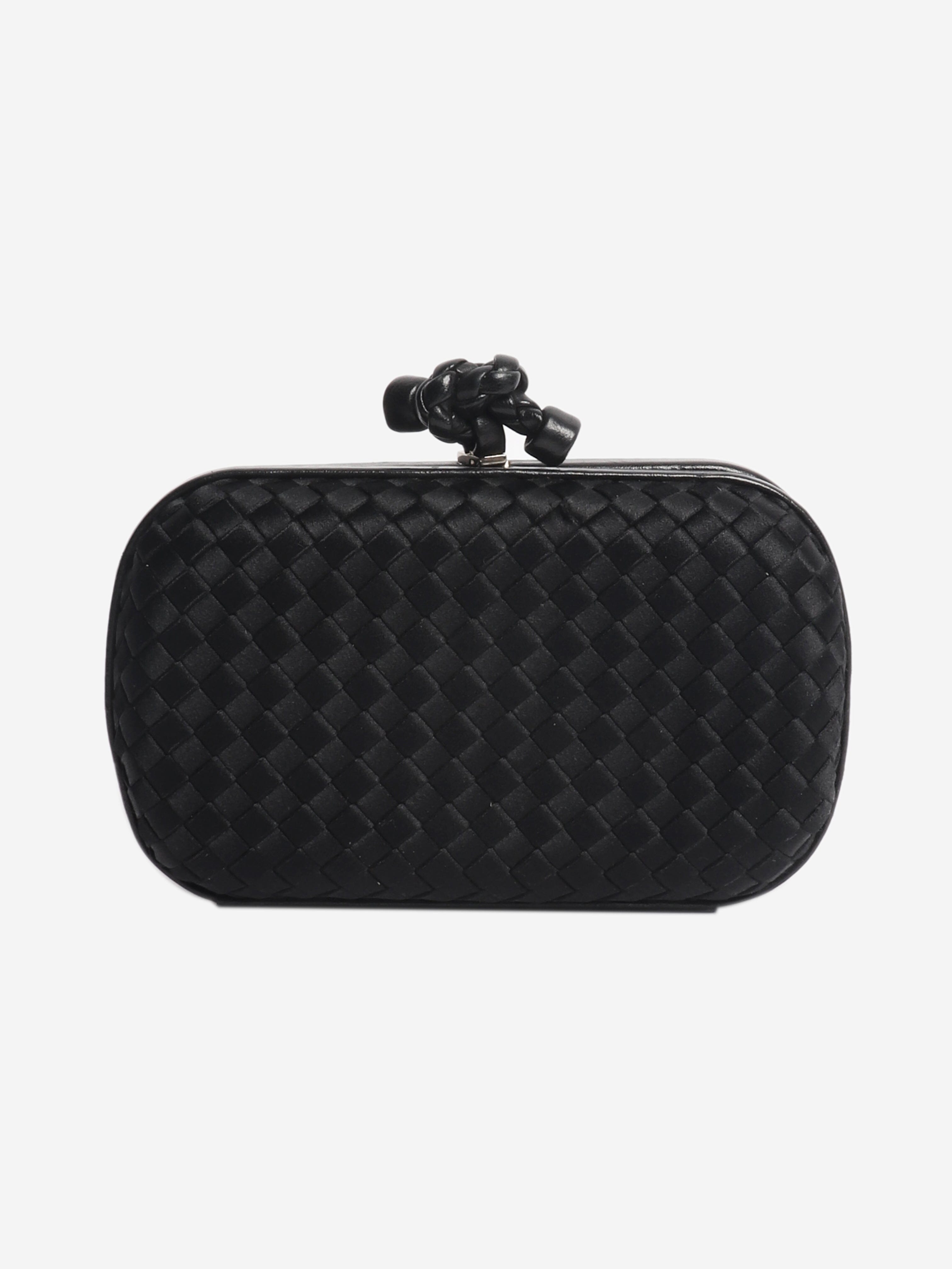 Black satin Intrecciato Knot clutch