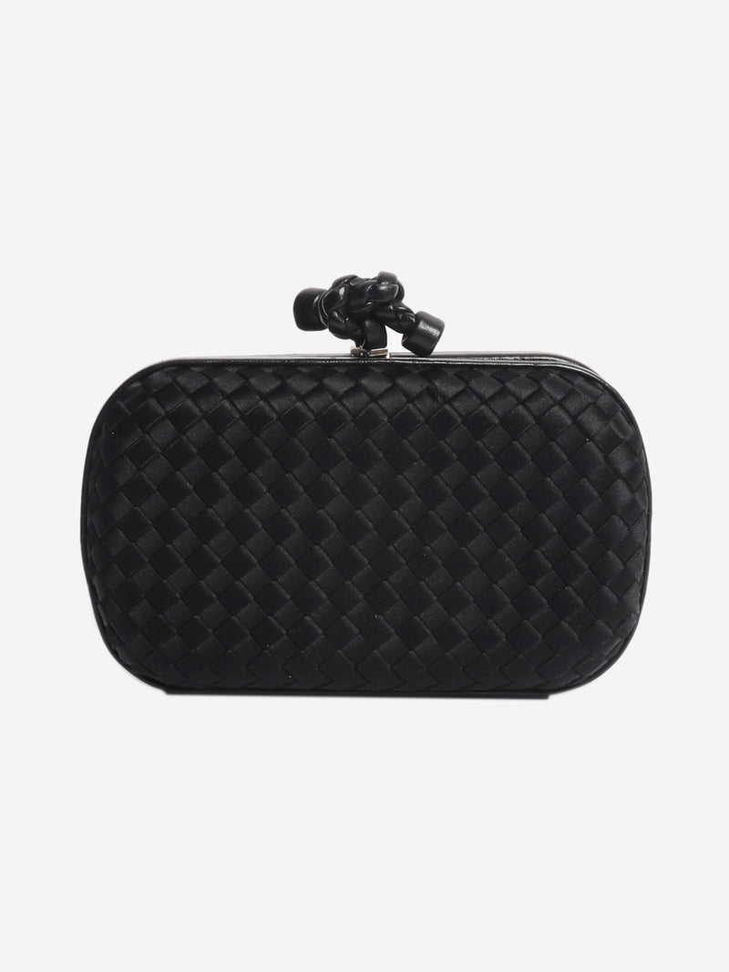 Black satin Intrecciato Knot clutch