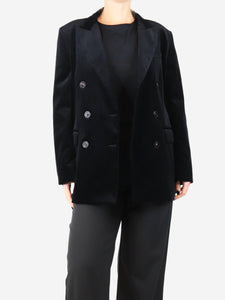 Alberto Biani Black double-breasted velvet jacket - size UK 14