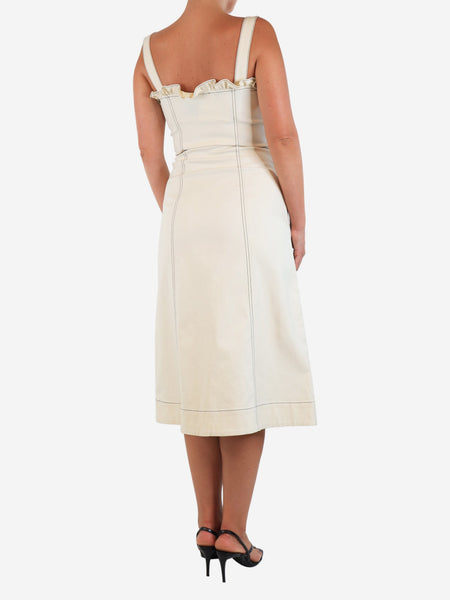 Sea New York Cream contrast-stitched midi dress - size UK 6 alternate image