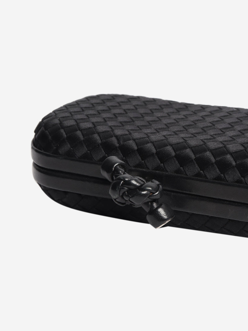 Black satin Intrecciato Knot clutch