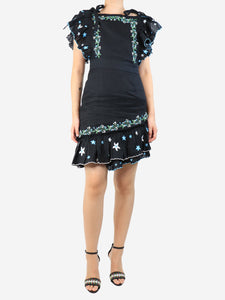 Gul Hurgel Black floral embroidery linen dress - size S