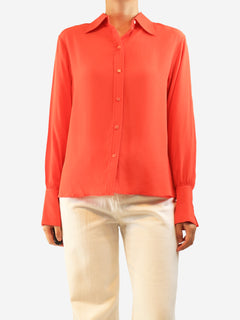 Red silk blouse - size UK 12