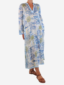 Emporio Sirenuse Blue all-over printed kaftan - size UK 8