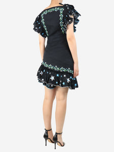 Gul Hurgel Black floral embroidery linen dress - size S