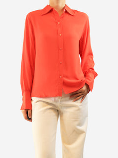 Red silk blouse - size UK 12