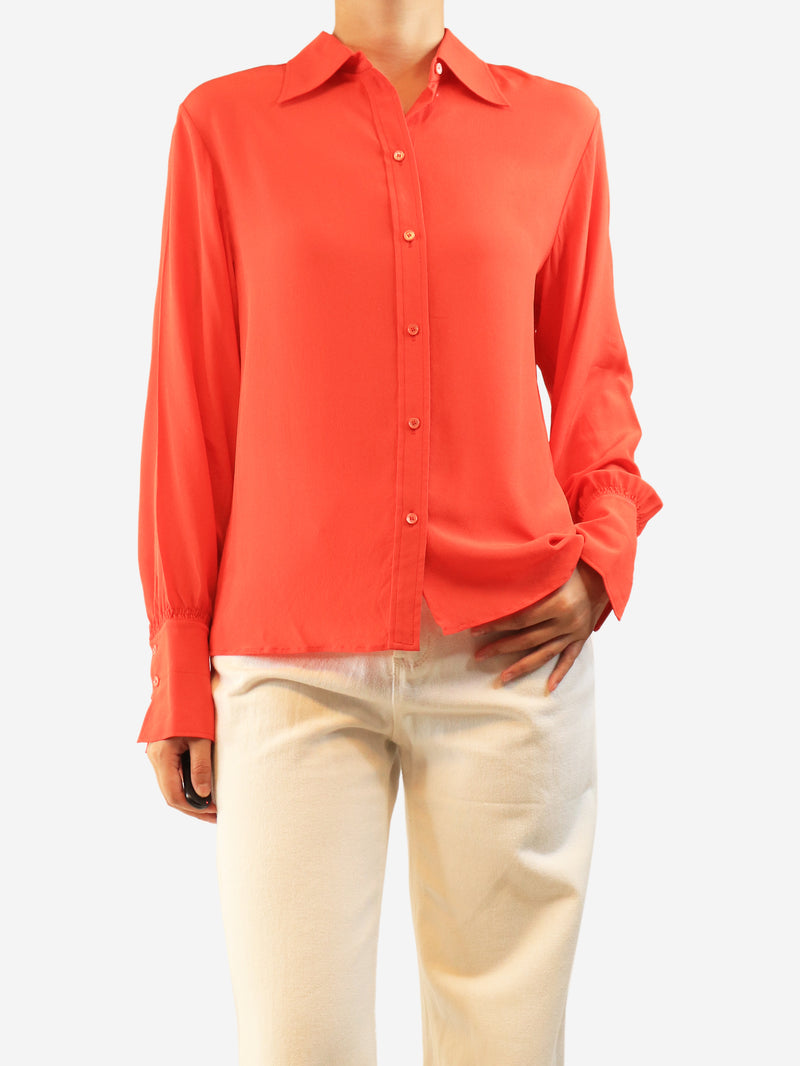 Red silk blouse - size UK 12