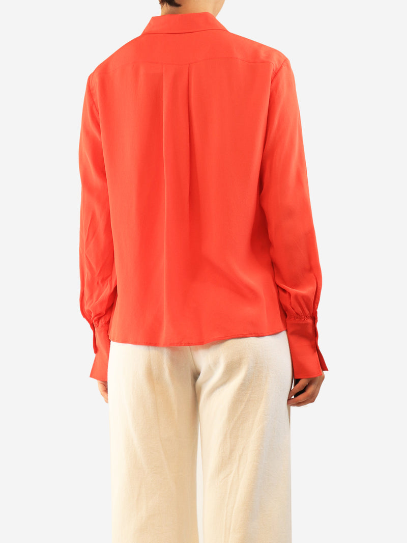 Red silk blouse - size UK 12