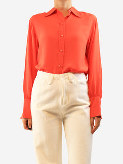 Red silk blouse - size UK 12