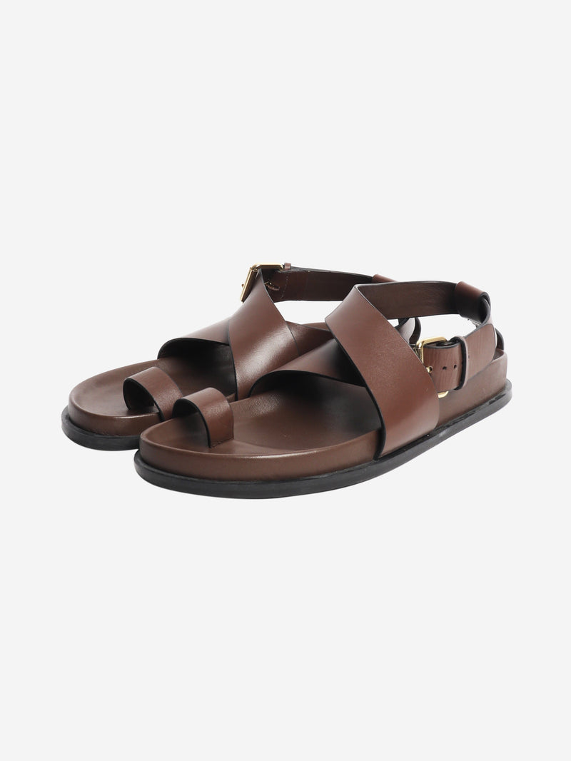 Brown Jalen leather sandals - size EU 38 Flat Sandals A.EMERY 