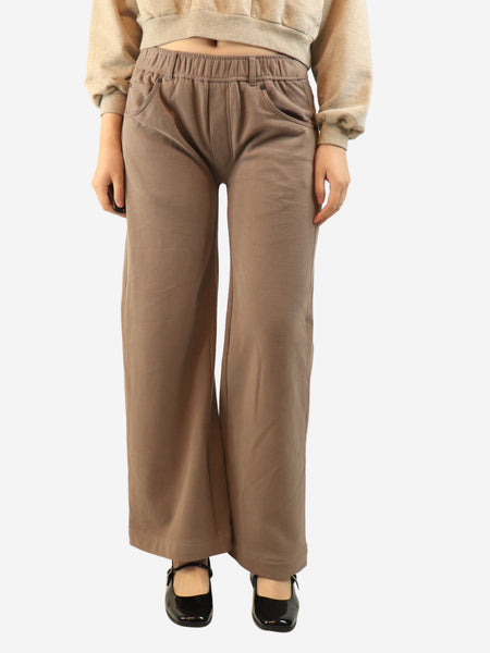 Taupe cotton wide-leg pants - size S product image
