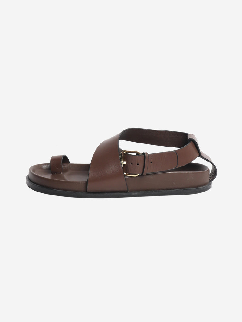 Brown Jalen leather sandals - size EU 38 Flat Sandals A.EMERY 