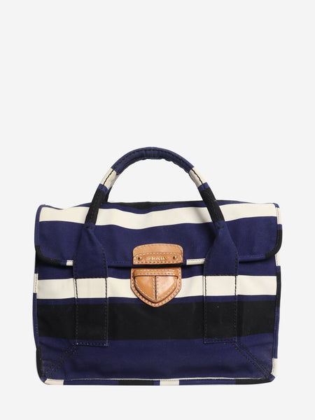 Blue striped canvas tote bag alternate image