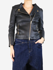 Louis Vuitton Black leather jacket - size UK 10