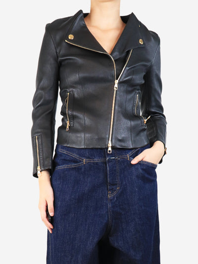Black leather jacket - size UK 10 Coats & Jackets Louis Vuitton 