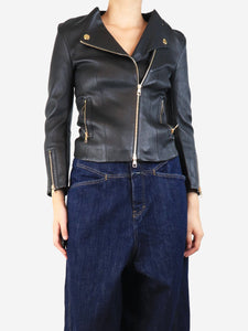 Louis Vuitton Black leather jacket - size UK 10