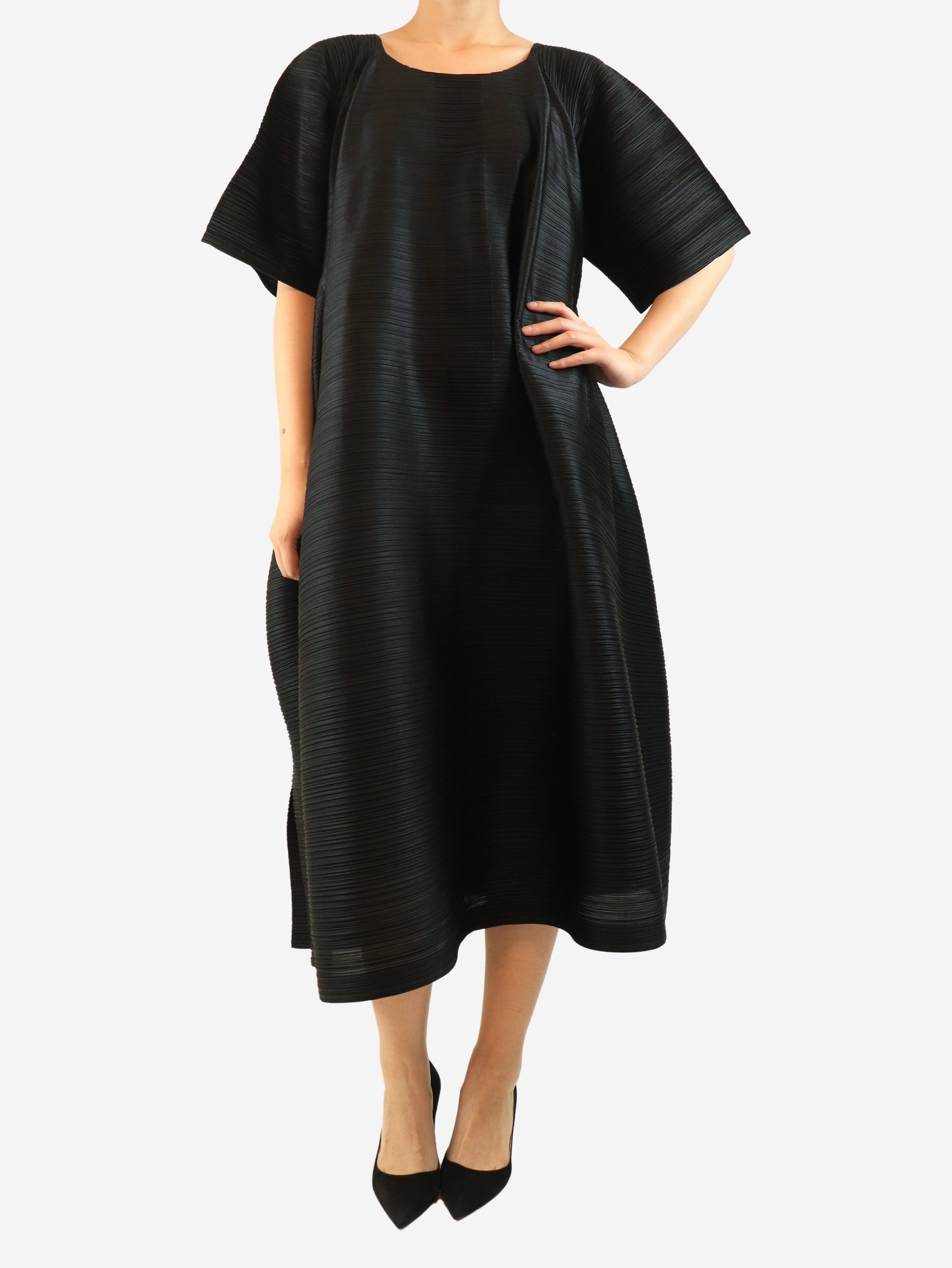 Black short-sleeved pleated dress - One size Dresses Pleats Please 