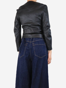 Louis Vuitton Black leather jacket - size UK 10